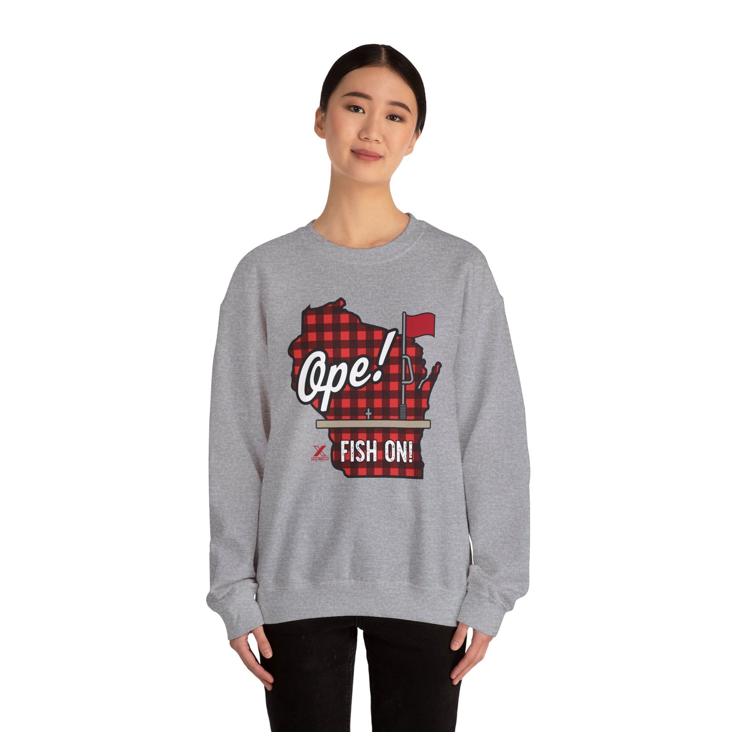 Ope! Ice Fishing WI Crewneck Sweatshirt