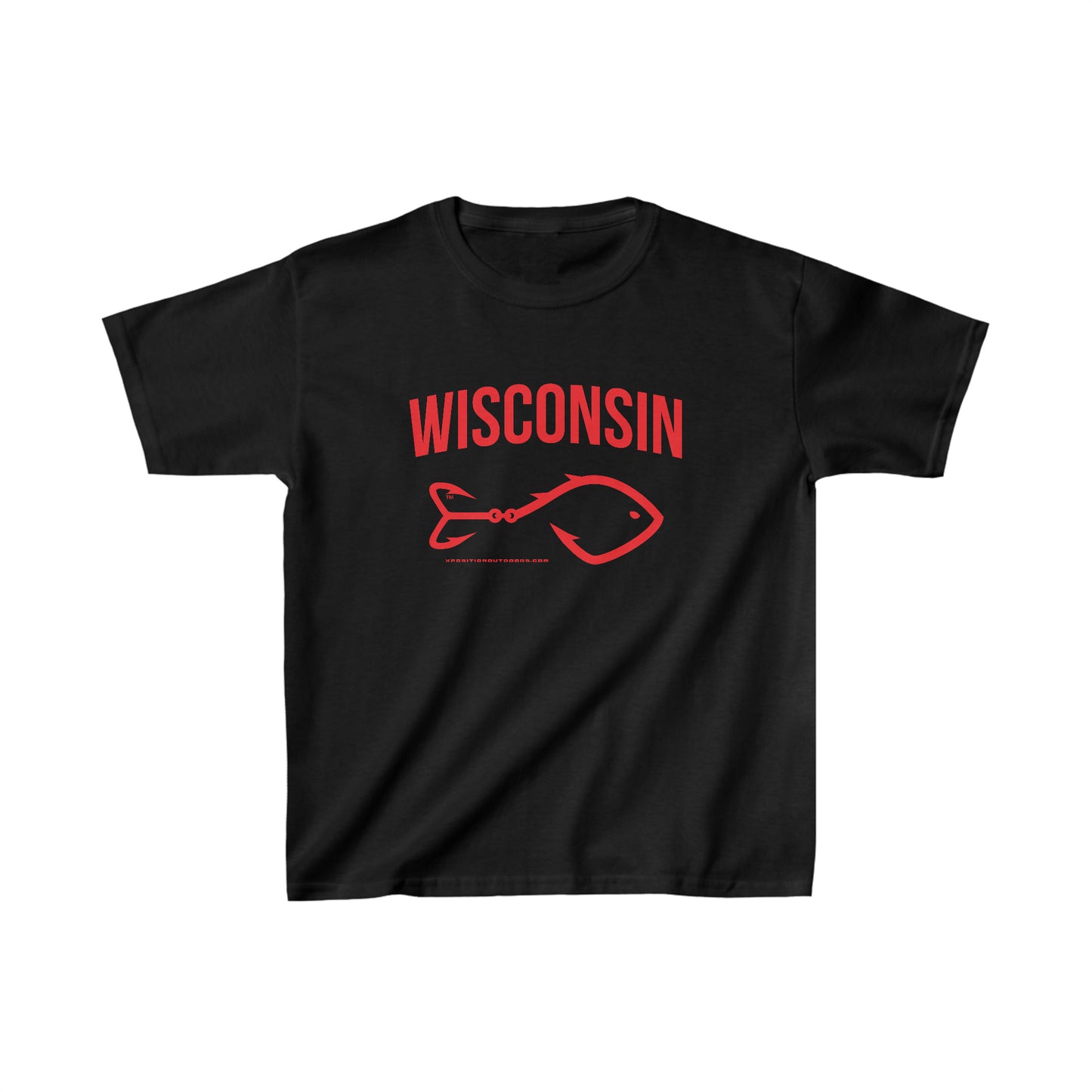 Wisconsin Arched Fishing Icon Kids Tee