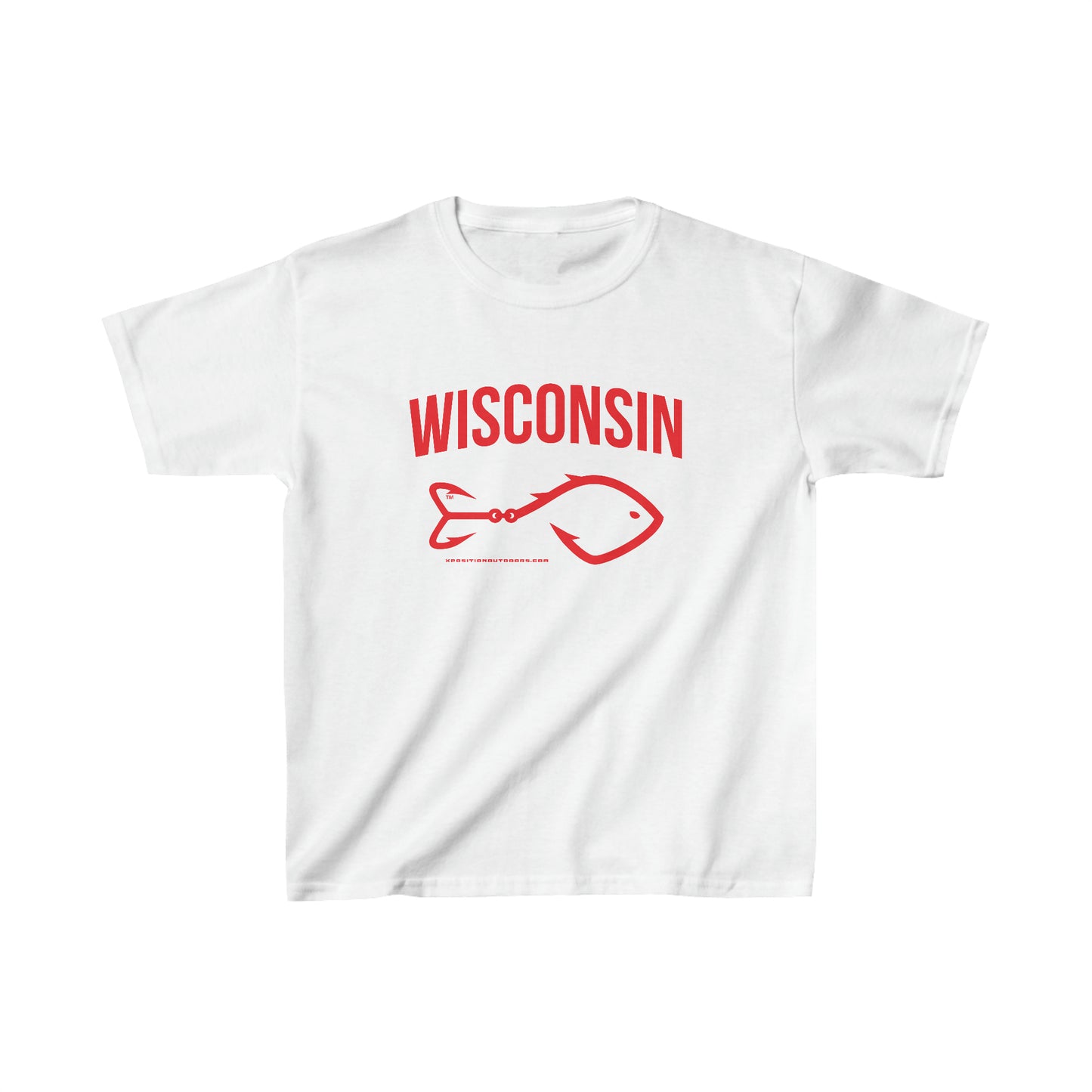 Wisconsin Arched Fishing Icon Kids Tee