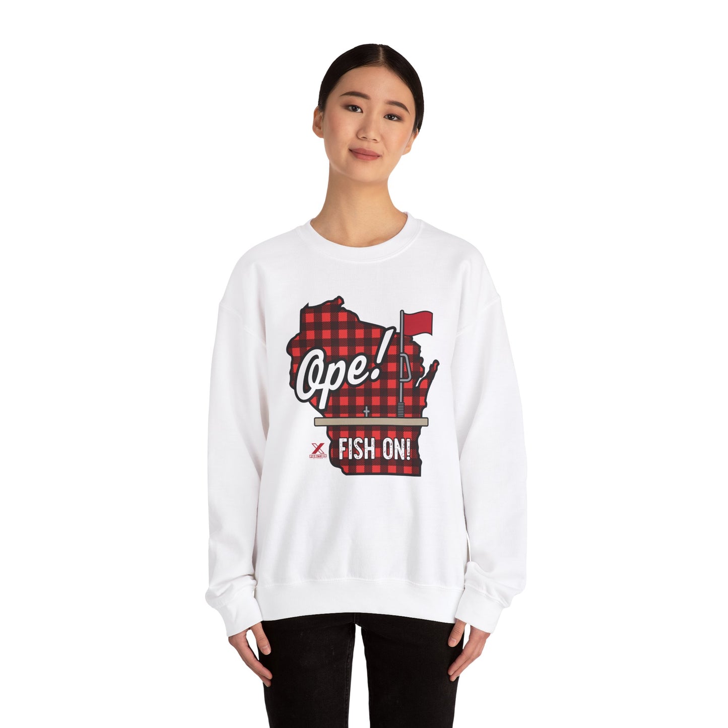 Ope! Ice Fishing WI Crewneck Sweatshirt