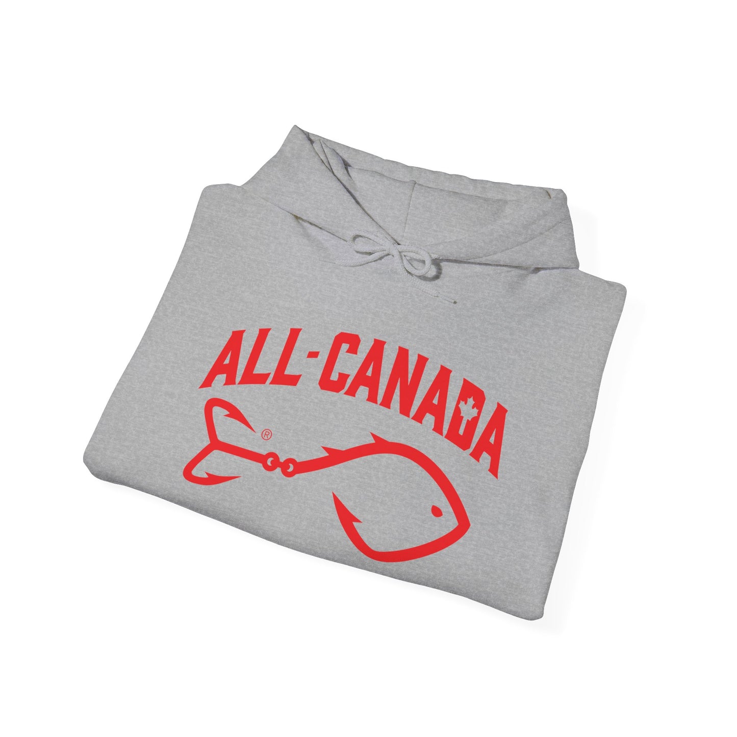 Canada Fishing Hoodie — "All Canada" Red Fish Graphic Sweatshirt