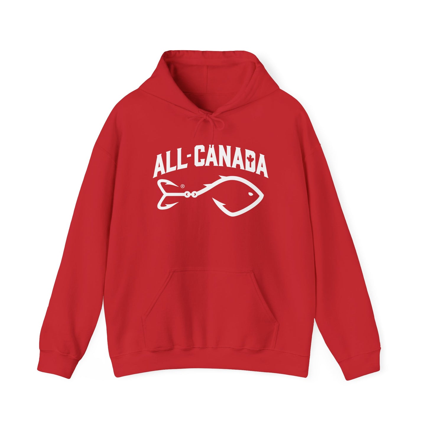 Canada Fishing Hoodie — "All Canada" Red Fish Graphic Sweatshirt