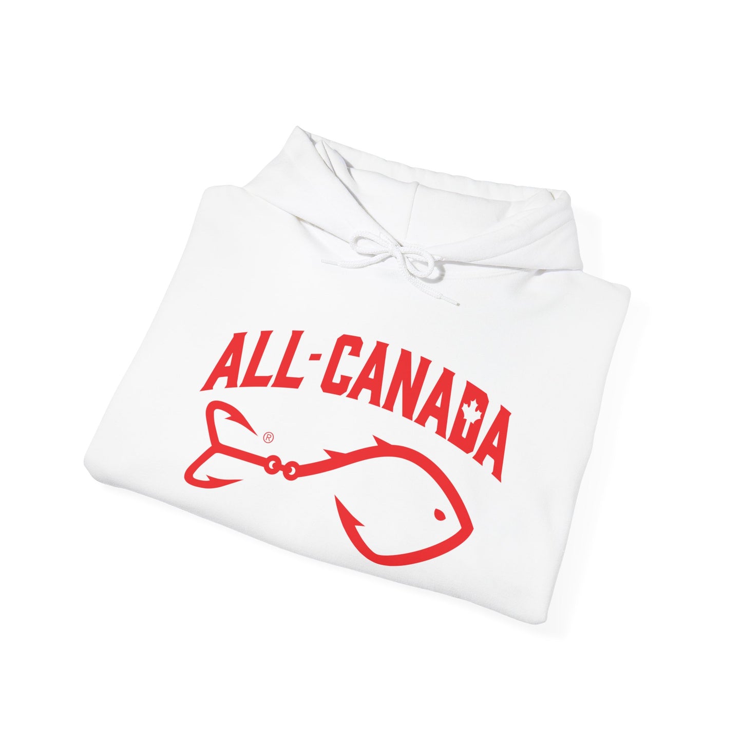 Canada Fishing Hoodie — "All Canada" Red Fish Graphic Sweatshirt