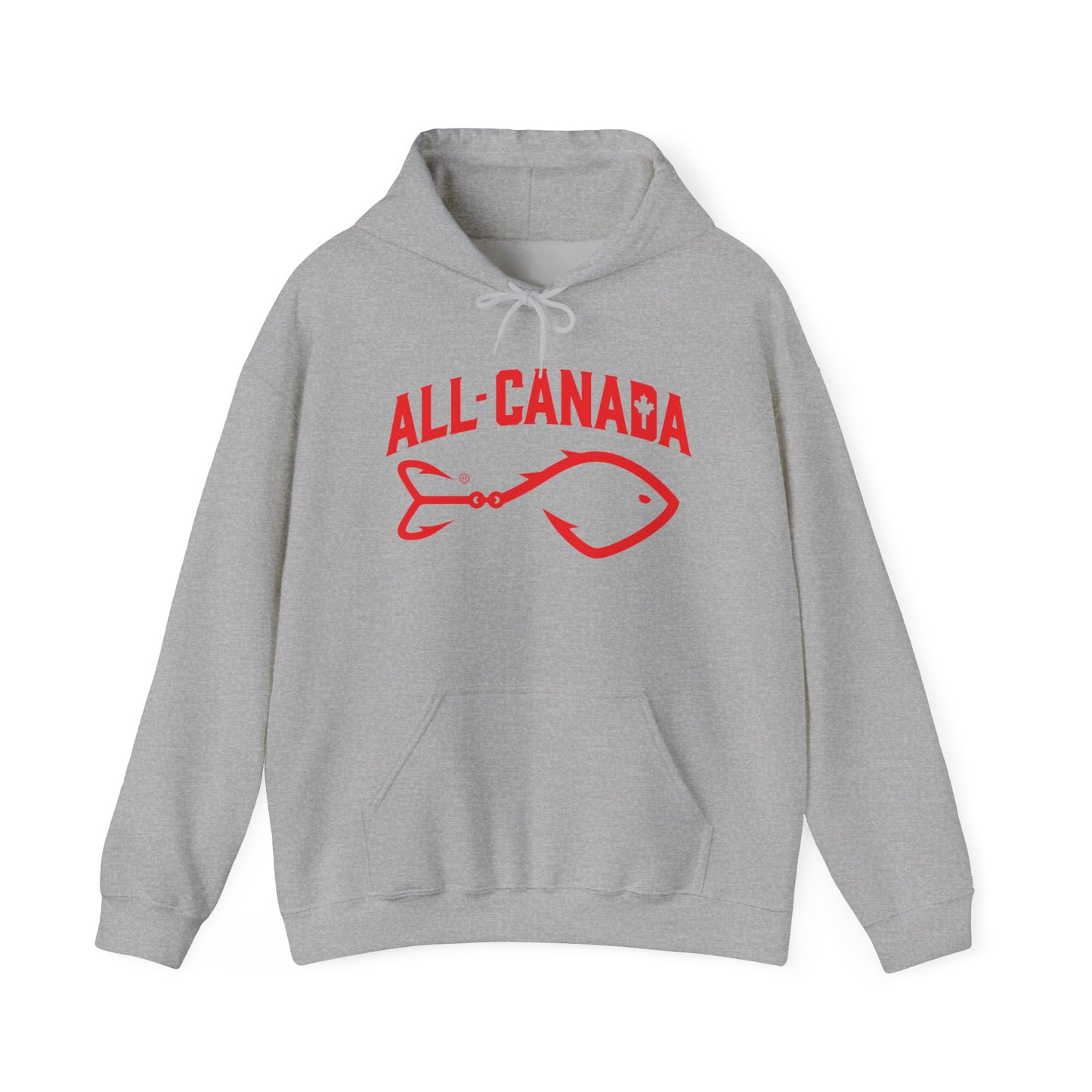 Canada Fishing Hoodie — "All Canada" Red Fish Graphic Sweatshirt