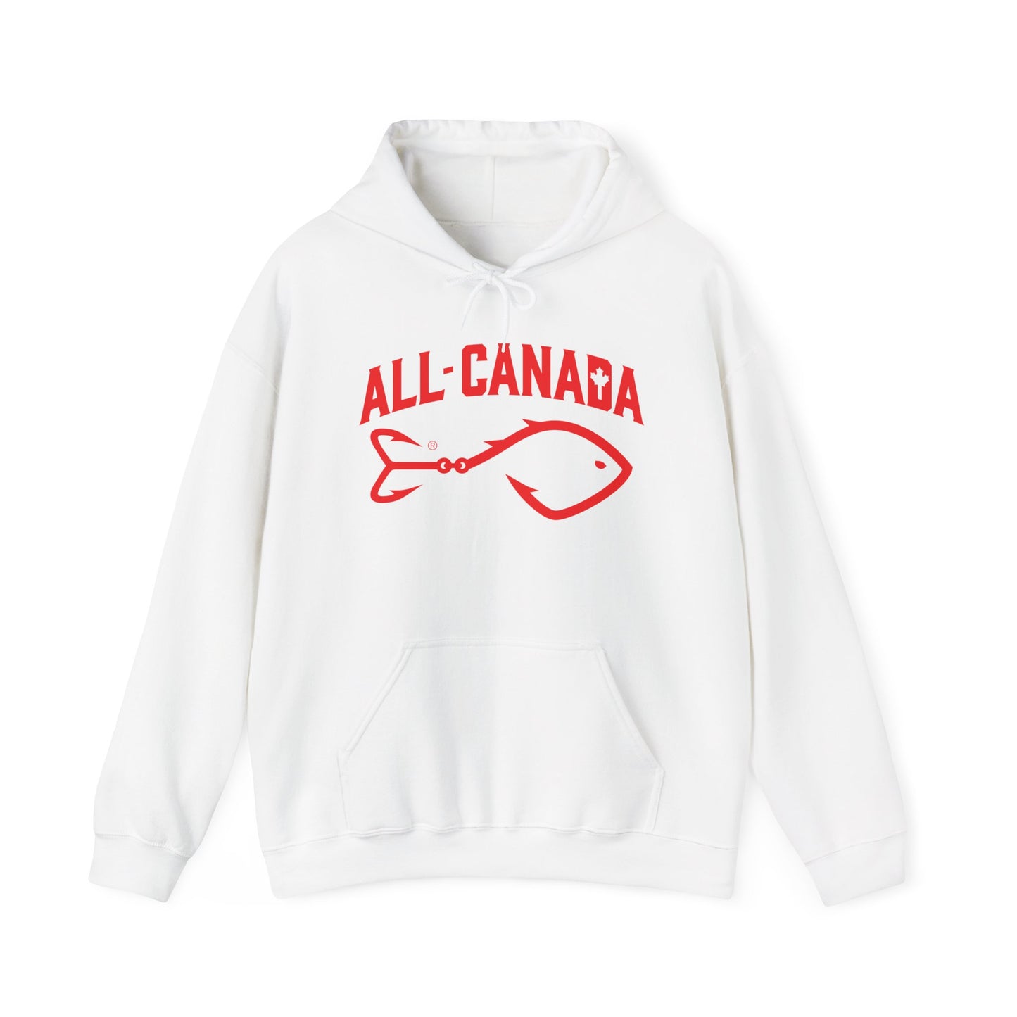 Canada Fishing Hoodie — "All Canada" Red Fish Graphic Sweatshirt