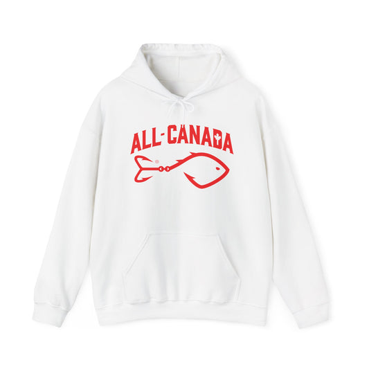 Canada Fishing Hoodie — "All Canada" Red Fish Graphic Sweatshirt